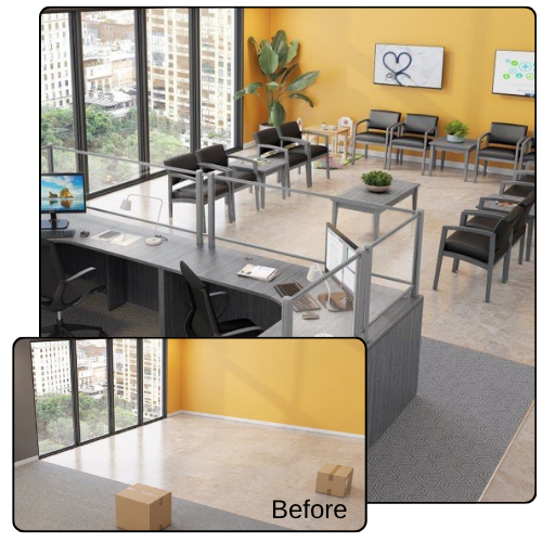 Before & After - Waiting Room & Reception Desk