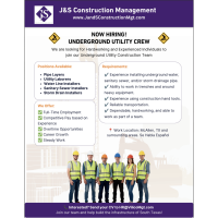NOW HIRING: Underground Utility Crew