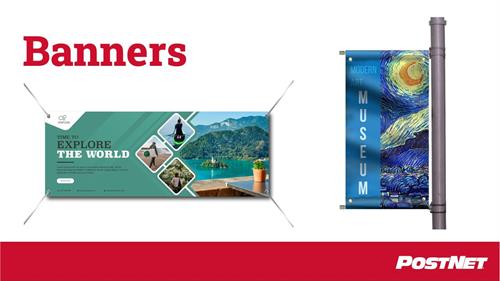 We design & print vinyl, mesh, and flag banners We design & print vinyl, mesh, and flag banners