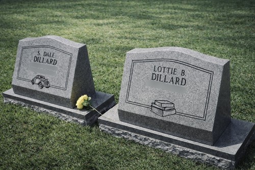 Companion granite monuments featuring custom engraving and personalized artwork, designed to honor a shared legacy.