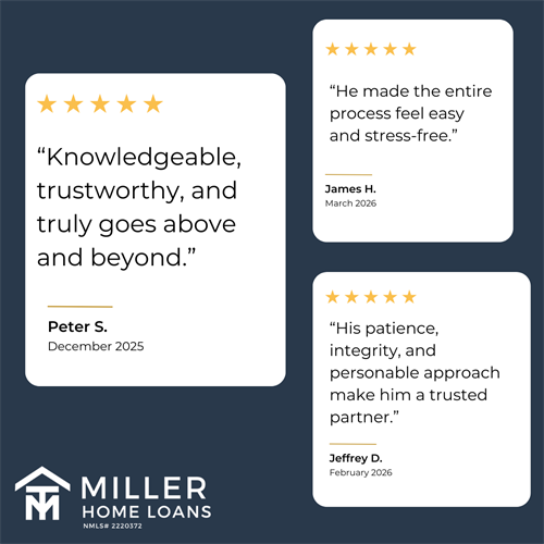 See why clients trust Miller Home Loans with their financing needs.