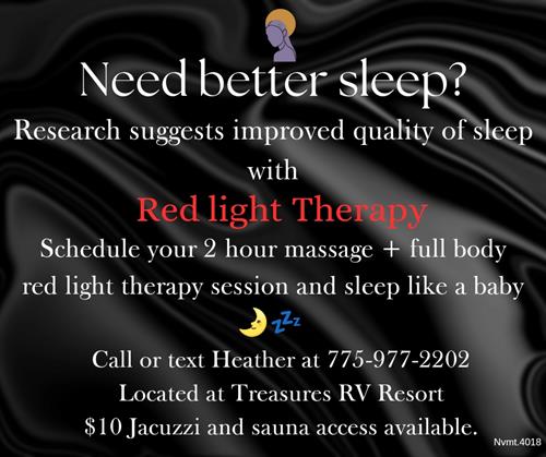 Red light therapy for any inflammatory purposes and improved sleep patterns