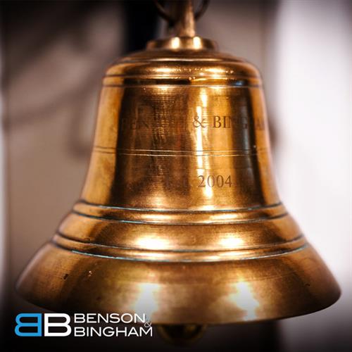 The bell at Benson & Bingham Car Accident & Personal Injury Lawyers stands as a quiet emblem of commitment and care for every client they serve.