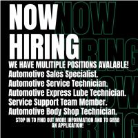 Now Hiring Multiple Positions!