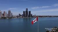 The Canadian Flag at the waterfront in Windsor Ontario 