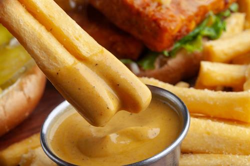 Chickpea Fries w/ Cheese Sauce