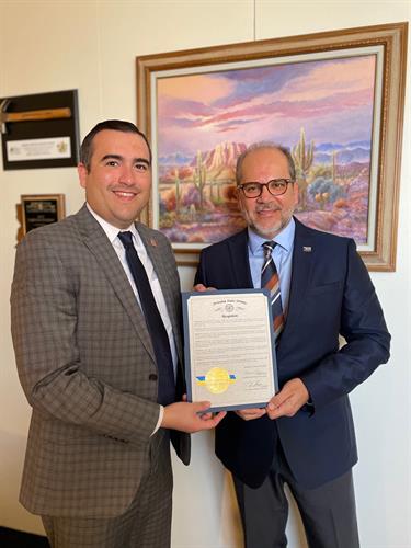 AZ State Senate Recognition from Senator TJ Shope for 40 years of service in Pinal County