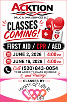 Acktion Drug & DNA  Services First Aid/CPR/AED Classes Coming
