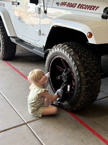 Haven Joy - Our Grand-Daughter cleaning her favorite Fleet Vehicle