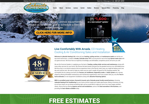 Lakeside Heating and Air - Responsive Design