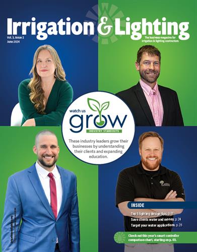 Our owner, Sari Ann Tyler is featured on the cover of Irrigation & Lighting magazine as a Watch Us Grow winner!