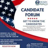 Candidate Forum @ The Colony Annex Building 6:30PM - 8:00 PM