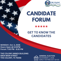 Candidate Forum @ The Colony Annex Building 6:30PM - 8:00 PM