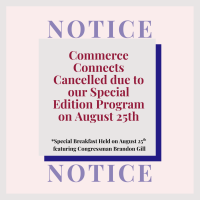 Commerce Connects - Cancelled for Wed. August 27th