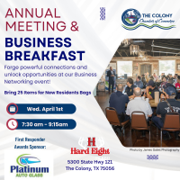 2026 Chamber Business Breakfast & Annual Business Meeting @ Hard Eight BBQ The Colony 7:30AM -9:15 AM