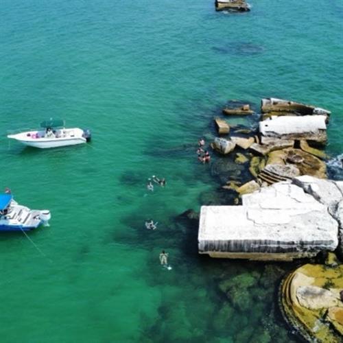 drone shot of the sunken ruins at egmont key