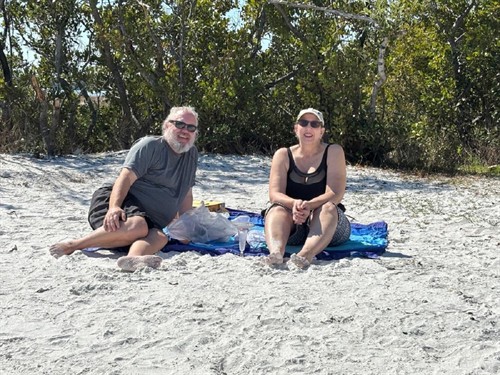 Private beach picnic at Shell Key Preserve near Madeira Beach during a guided jet ski experience.