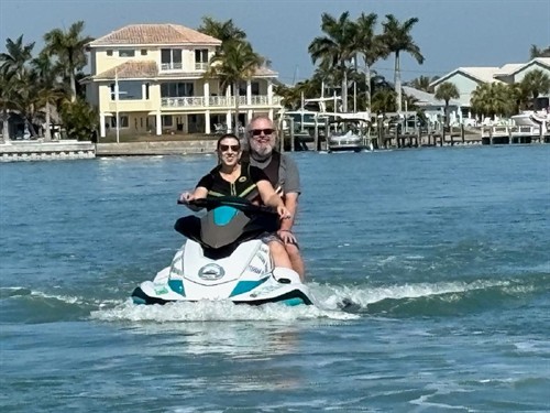 Cruising the scenic Intracoastal Waterway on a private guided jet ski tour.