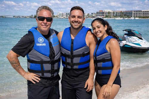 Richard Goldman personally guiding guests on a private, one-party-only jet ski experience in Madeira Beach.