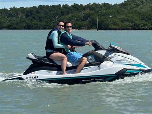 Couple enjoying their private, guided jet ski tour in the Intracoastal near John's Pass 