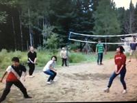 Playing volley ball