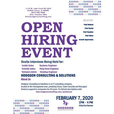 Hodgson Consulting Solutions Ltd Open Hiring Event February