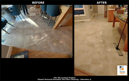 Glazed Porcelain Textured Strip, Clean, and Seal Grout Lines 