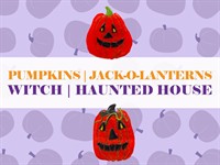 Pumpkins, Jack-o-Lanterns, Witch or Haunted Houses Glass Class