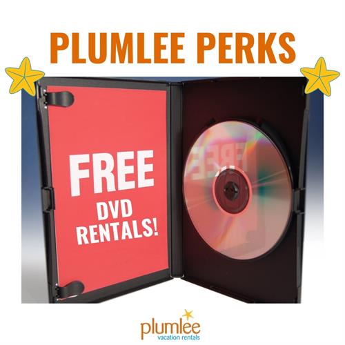 Plumlee Vacation Rentals guests can pick up FREE DVD Rentals from our office.
