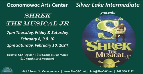 Thursday-Saturday, Feb 8-10, 2024: Shrek, The Musical Jr