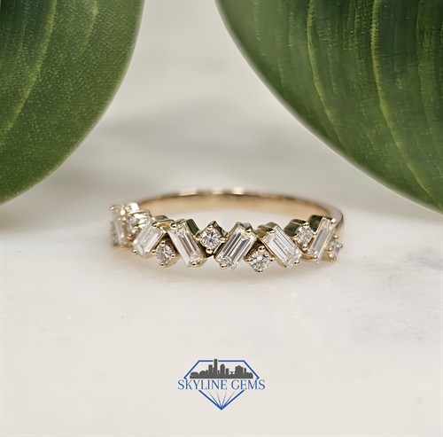 Confetti Diamond Band with Straight Baguettes and Rounds 