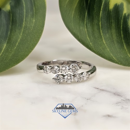 Custom Modified Diamond Bypass Ring with Flush-Set Gemstones and Matching Laser-Engraved Handwriting