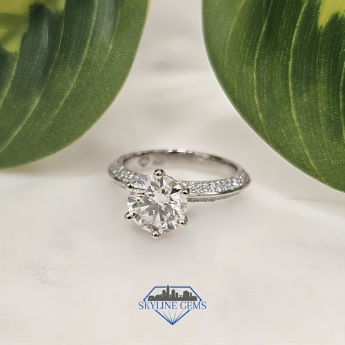 Custom Knife-Edge Pave Diamond Engagement Ring