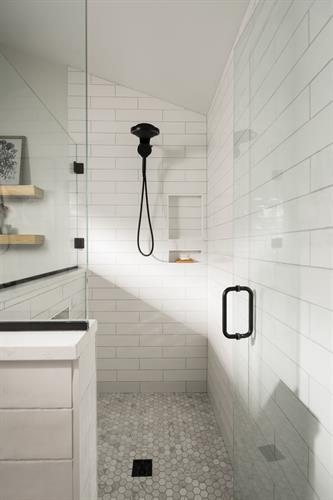 Large shower with full glass surround