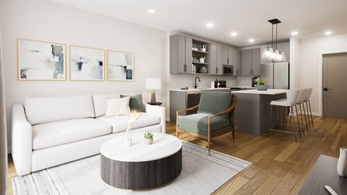 Gourmet kitchen featuring premium high-end finishes, modern cabinetry, and an open-concept living design.