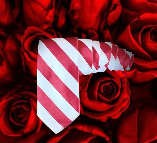 Fashionable red and white necktie that can be worn to any event or for any occasion