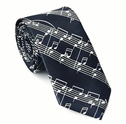 Fashionable black and white necktie for Musci lovers