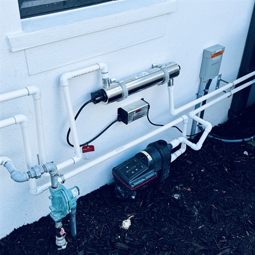 vique UV decantaination light to remove all bacterias in your water along side a scala 2 water booster pump to ensure the pressure is strong in the whole home. 