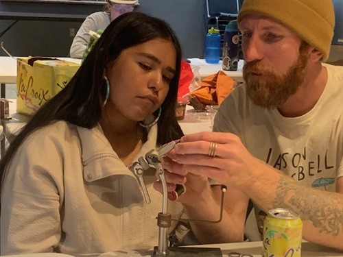 Luke Kinney helping Turquoise Stone