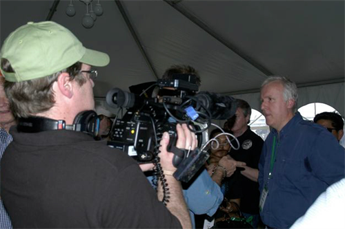 Filming James Cameron backstage