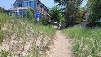 Phragmite eradication on a dune at a public beach access point in Long Beach, IN