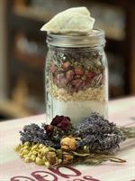 Create a customized bath tea by chosing dried herbs and essntial oils