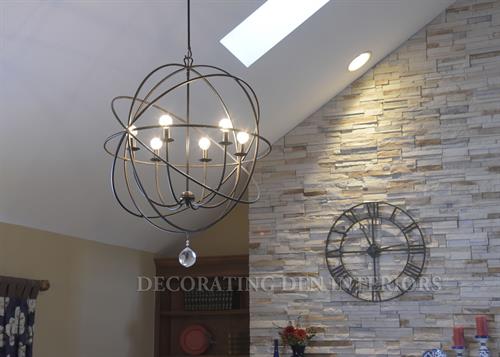 Family Room - Orb Chandelier and Wall Clock Family Room - Orb Chandelier and Wall Clock