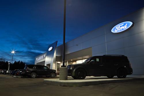 Nigh Shot of the Front of the newly remodeled Flagship Ford building