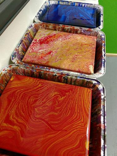 Acrylic Pour Painting is one of our most popular classes!