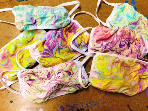 Marbling is a fun, fast art technique that produces beautiful results! Come Marble a face mask every Saturday & Sunday in the Inspired Art Kit Studio!