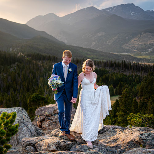 Bride and Groom in Rocky Mountain National Park