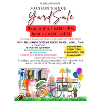 Huge yard sale at the Monson Gym!