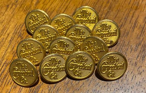 Railroad buttons like these are highly collectible. We have about 150,000 buttons in stock.