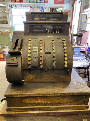This old cash register also came with the building. Yes, it's for sale.